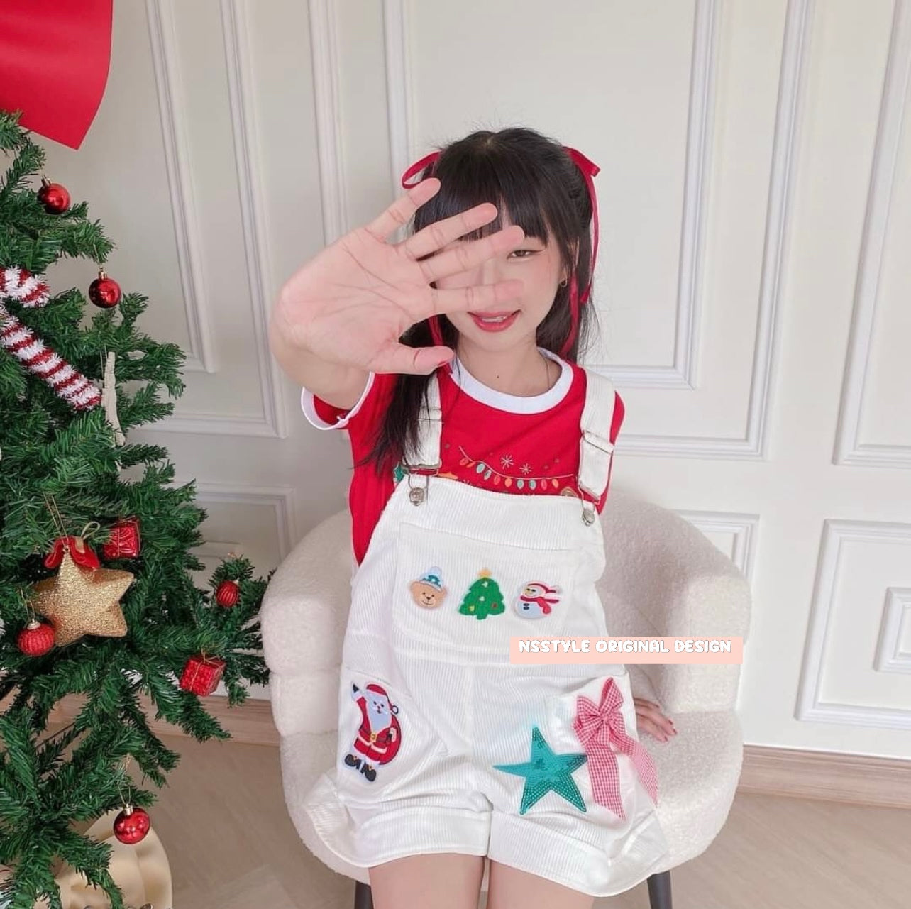 🎅Christmas Denim shorts Overalls 🎅