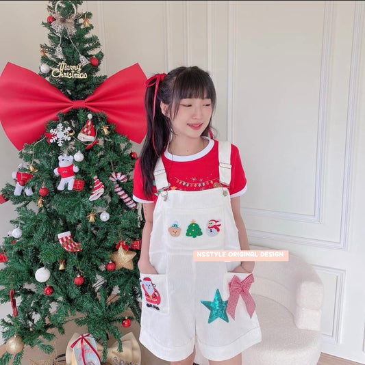 🎅Christmas Denim shorts Overalls 🎅