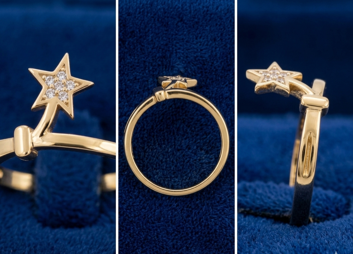 Golden Stainless Steel Adjustable Rings Collection