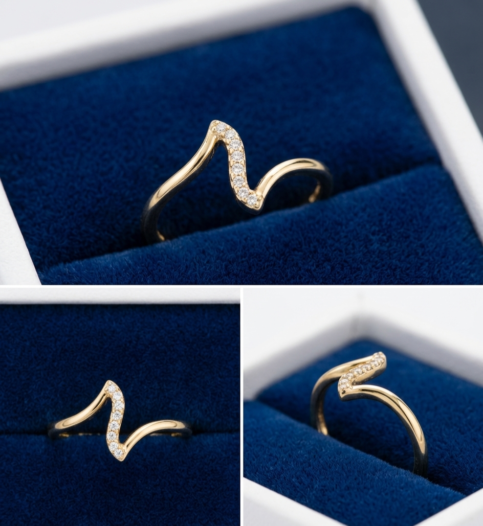 Golden Stainless Steel Adjustable Rings Collection
